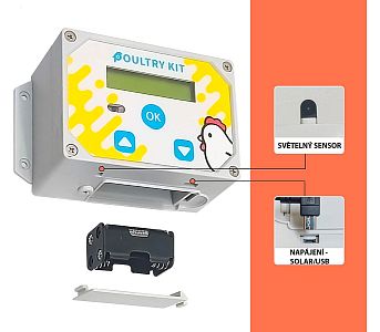 Automatické otváranie a zatváranie kurníka PoultryKIT DUAL EXTRA