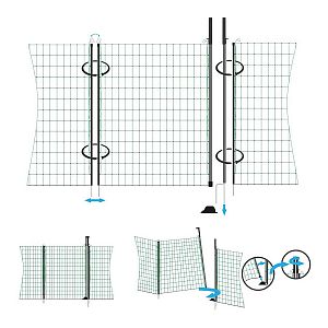 Branka k síti pro elektrický ohradník, výška 110 cm, šířka 125 cm, dvojitý hrot