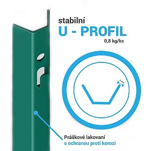 Kovový plotový stĺpik U 137 cm