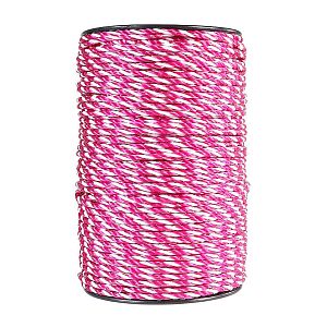 Lano elektrického ohradníka, priemer 4,5 mm, ružovo-biele, 200 m, 0,16 Ω/m