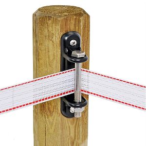 Napínací izolátor pre skrutku, pre pásku do 40 mm, rohový so železnou skrutkou