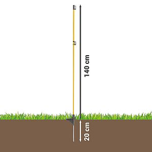 Oválna sklolaminátová tyč pre elektrický ohradník 160 cm, pätka a hrot, 3 izolátory