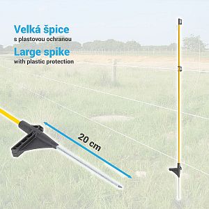 Oválna sklolaminátová tyč pre elektrický ohradník 160 cm, pätka a hrot, 3 izolátory