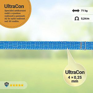 Páska na elektrický ohradník, šírka 10 mm, modrá, dĺžka 200 m