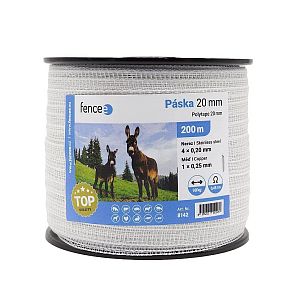 Páska na elektrický ohradník, šírka 20 mm, biela