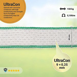 Páska na elektrický ohradník, šírka 40 mm, zeleno-biela, dĺžka 200 m