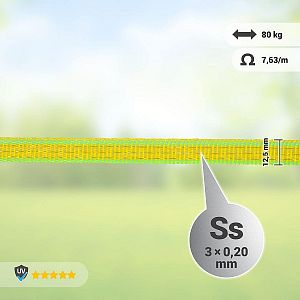 Páska pro elektrický ohradník s šířkou 12,5 mm, neon žluto-zelená, 200 m