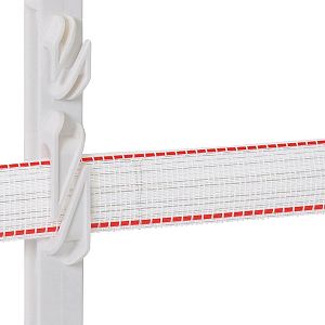 Plastový stĺpik pre elektrický ohradník, dĺžka 125 cm, 9 očiek, biely