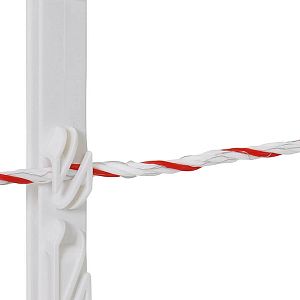 Plastový stĺpik pre elektrický ohradník, dĺžka 125 cm, 9 očiek, biely