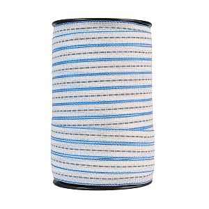 Reflexná páska na elektrický ohradník, šírka 20 mm, bielo-modrá, dĺžka 200 m