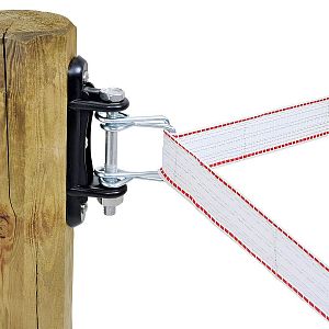 Rohový izolátor s kovovou skrutkou a úchytmi pre pásku elektrického ohradníka do 40 mm - 4 ks