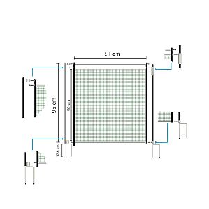 Rozměry - Vchodová branka k ohradním sítím, výška 90 cm, šířka 81 cm, nevodivá