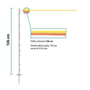 Sada elektrického ohradníka pre kone, poníky, psy, králiky - napájanie - páska 250 m