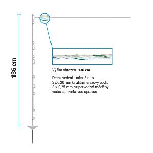 Sada pachový + elektrický ohradník ochrana plodin, úrody proti vysoké zvěři - síťový zdroj - páska 400 m