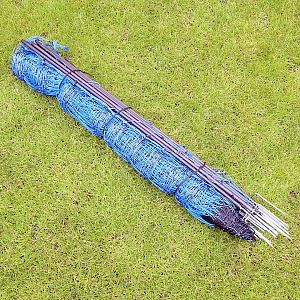 Sada pre elektrický ohradník s modrou sieťou 120 cm proti vlkom + napájací zdroj DUO LTE s 5 J