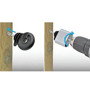 Skrutkovací izolátor pre elektrický ohradník, kovový - použitie