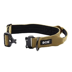 Taktický obojok pre psov K9 s rukoväťou, khaki, veľkosť S - XL