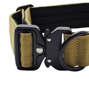 Taktický obojok pre psov K9 s rukoväťou, khaki, veľkosť S - XL