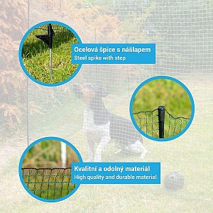 Univerzálna zelená ohradová sieť, nevodivá FIX, dĺžka 15 m, výška 90 cm