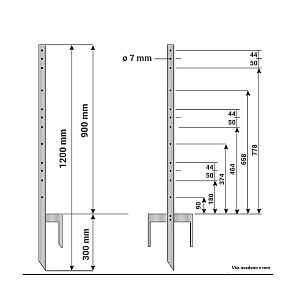 Univerzálny kovový stĺpik pre elektrický ohradník, pozinkovaný, dĺžka 120 cm