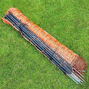 Vyztužená oranžová síť STANDARD pro elektrický ohradník pro ovce, kozy, výška 90 cm, 50 m, 1 hrot