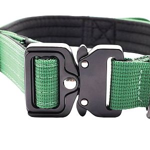 Zelený taktický obojok pre psov K9, praktická rukoväť, S - XL