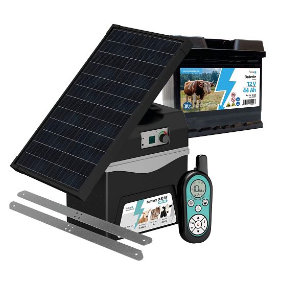 Batéria RF napájací zdroj fencee batéria DUO RF BDX50 s regulátorom + solárny panel 30 W + konzola + batéria