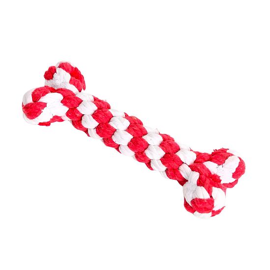 Bavlnená hračka pre psov, 16 cm, červená a biela