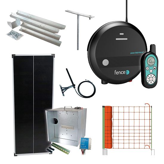 Expertná súprava solárneho plota - Kompletný prenosný box + 7J inteligentný zdroj, 100W panel, sieťka na vlky