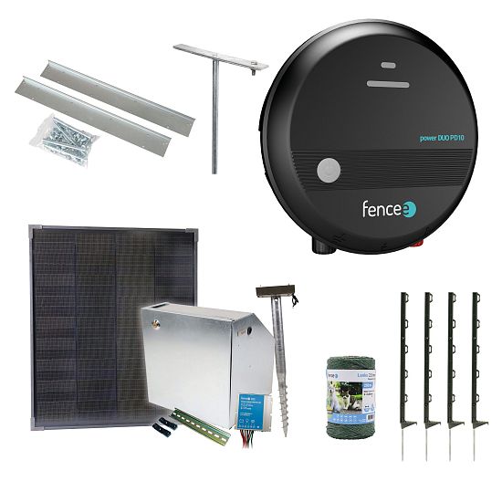 Expertná súprava solárneho plotu - Kompletná bezpečnostná skrinka + 1J napájací zdroj, 40 W panel, 2,5 mm kábel