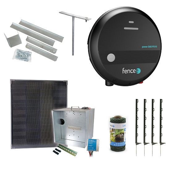 Expertná súprava solárneho plotu - Kompletný prenosný box + 1J napájací zdroj, 40 W panel, 2,5 mm kábel