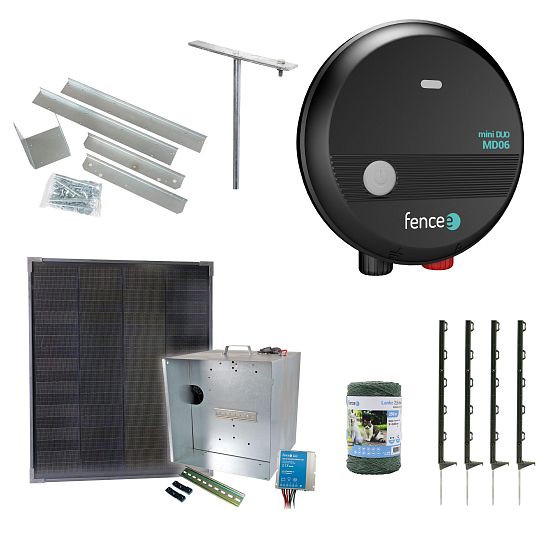 Expertná súprava solárneho plotu - Kompletný prenosný box + napájací zdroj 0,6 J, 40 W panel, 2,5 mm drôt