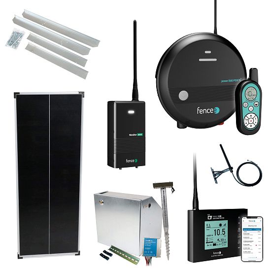 Inteligentný solárny plot na farme - kompletný bezpečnostný box + 7J inteligentný napájací zdroj, brána a monitor