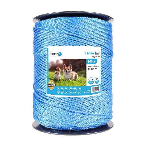 Kábel pre elektrický ohradník, priemer 3 mm, modrý, dĺžka 800 m