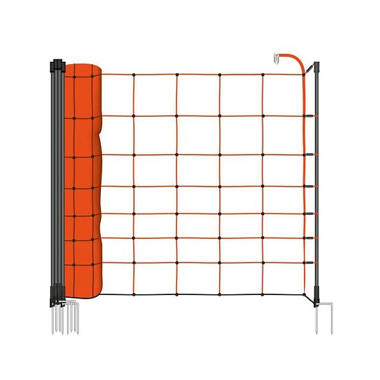 Oranžová vodivá sieť STANDARD na elektrický ohradník pre ovce, kozy, výška 90 cm, 50 m, dvojitý hrot
