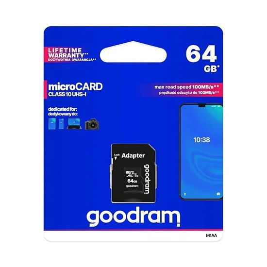 Pamäťová karta Micro SDXC 64GB UHS-I Class 10, U1 vrátane adaptéra SD