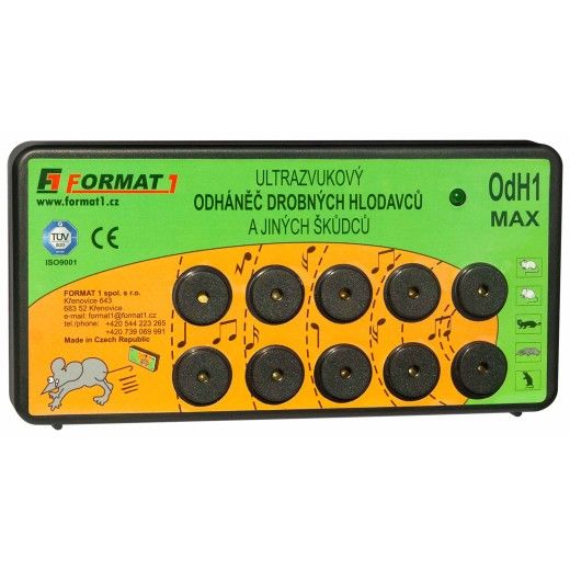 Počuteľný ultrazvukový odpudzovač myší, kún, potkanov a potkanov OdH1 MAX s adaptérom