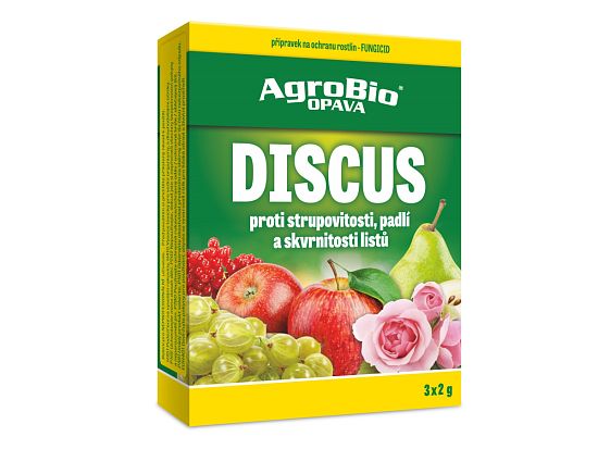 Postrek proti múčnatke, škvrnitosti a chrastyvosti jabloní, hrušiek a ďalších rastlín Discus 3 × 2 g