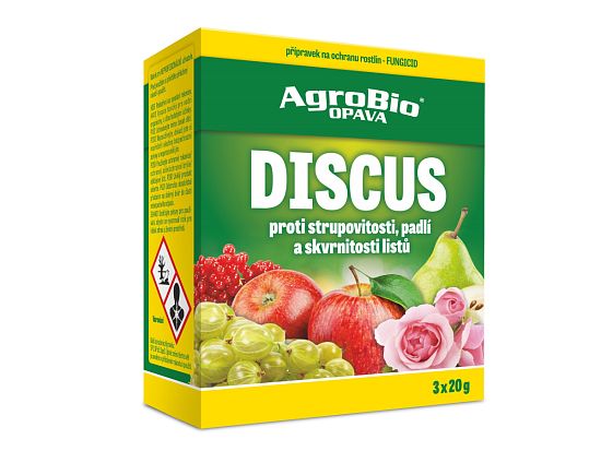 Postrek proti múčnatke, škvrnitosti a chrastyvosti jabloní, hrušiek a ďalších rastlín Discus 3 × 20 g