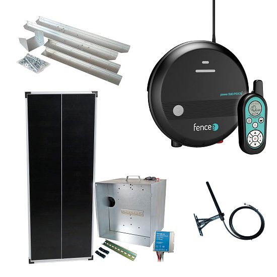 Prémiová súprava solárneho plotu - Kompletný prenosný box + 7J inteligentný napájací zdroj, 100 W panel