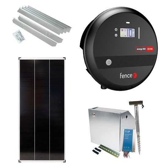 Premium sada solární ohradník - Kompletní bezpečnostní schránka + 10J zdroj, panel 200 W