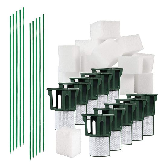 Sada pre pachový ohrada – PROFI držiaky s reflexnou páskou a nosičmi BIO10-PO, sklolaminátové stĺpiky – 10 ks