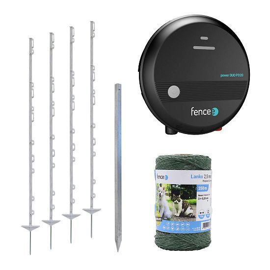 Sada pro elektrický ohradník pro psy, koně a skot - DUO zdroj - lanko 250 m