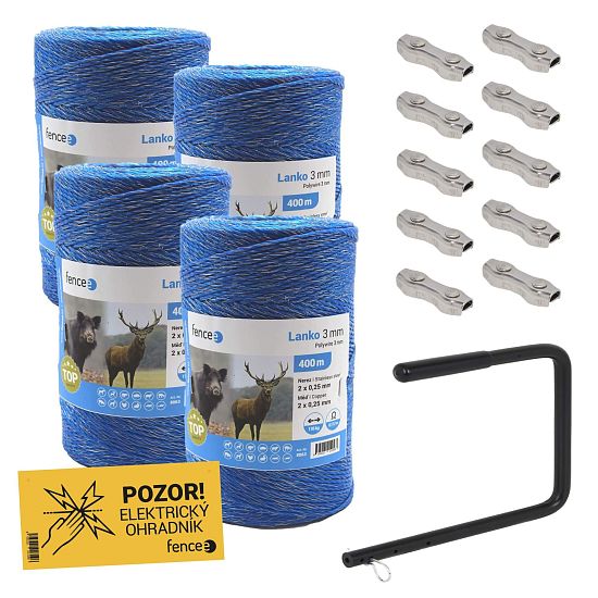 Sada s 3 mm plotovým drôtom 0,17 Ω/m + 10 drôtených spojok + ručný navijak/odvíjač