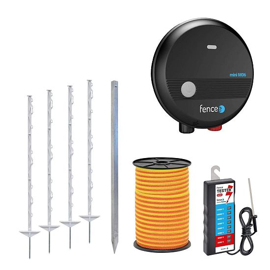 Set elektrického ohradníku pro koně, poníky, psy, zajíce - síťový zdroj - páska 250 m