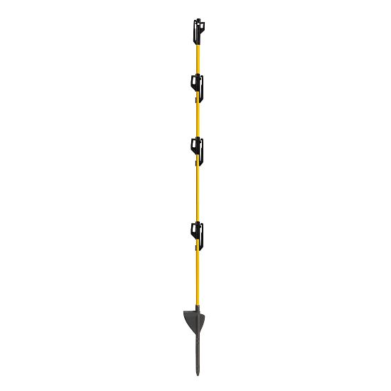 Sklolaminátový stĺpik pre elektrický ohradník 110 cm, pätka a hrot, 4 izolátory pre pásku do 50 mm