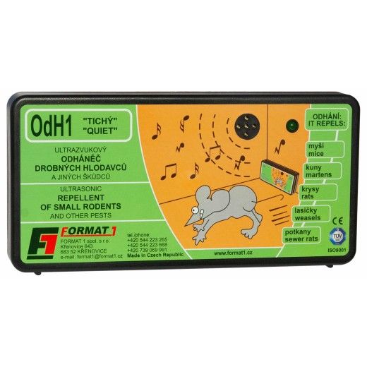 Tichý ultrazvukový plašič myší, kún a potkanov OdH1 s adaptérom