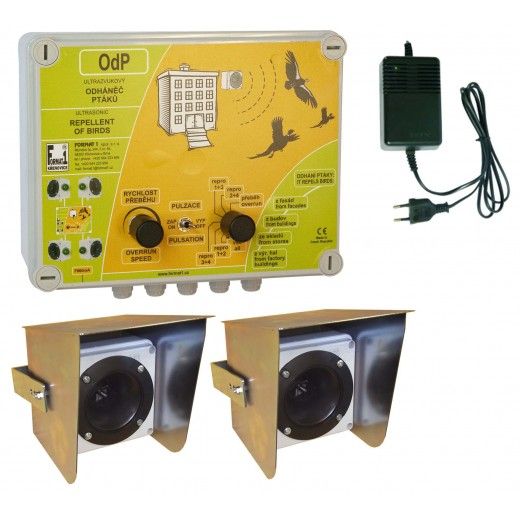 Ultrazvukový plašič vtákov OdP s dvoma reproduktormi s krytmi
