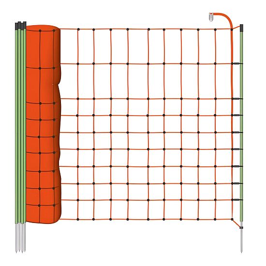 Vodivá ohradníková síť pro psy, králíky a kočky, výška 65 cm, délka 50 m, oranžová