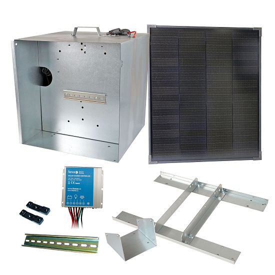 Základná súprava pre solárny plot s prenosným boxom, 10 A regulátorom, 40 W panelom, držiakom